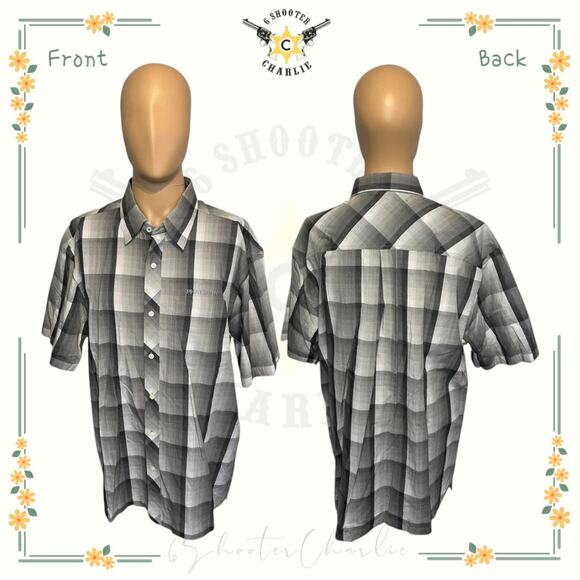 Phat Farm Woven Button Down 100% Cotton Mens Size 2XL Black/White/Gray Checkered - Picture 1 of 11